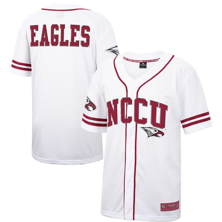 Men's Colosseum White North Carolina Central Eagles Free Spirited Mesh  Button-Up Baseball Jersey