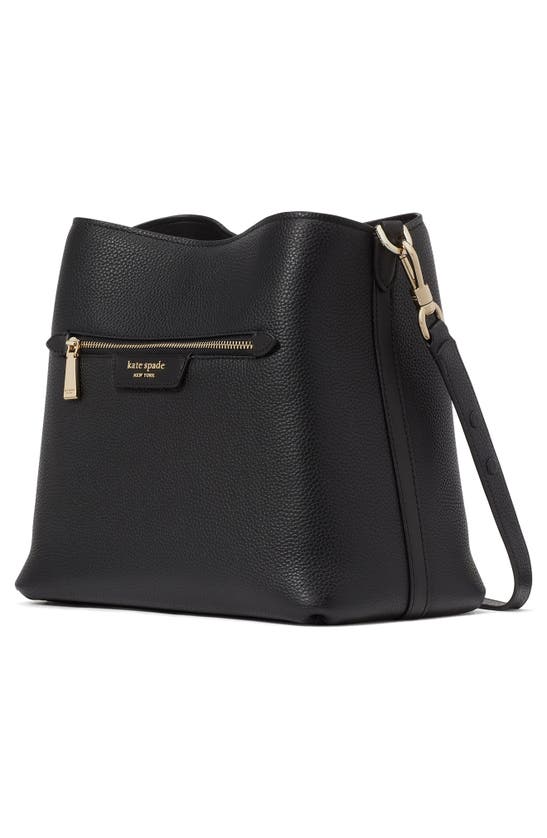 Shop Kate Spade Hudson Pebble Leather Shoulder Bag In Black