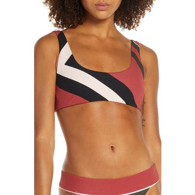 Hurley Quick Dry Maritime Surf Reversible Ribbed Bikini Top, Brown