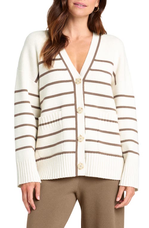 Shop Splendid X Cella Jane Stripe Oversize Cardigan In Snow/toast