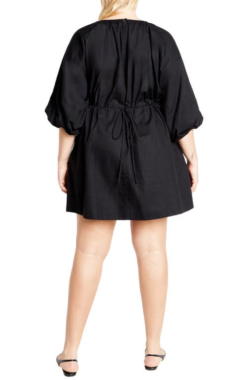 City Chic Jamie Puff Sleeve Minidress In Black