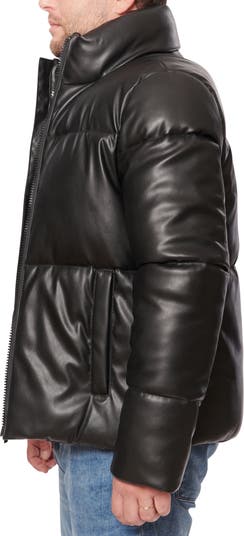 Vince Men's Down-filled Leather Puffer Jacket in Black for Men