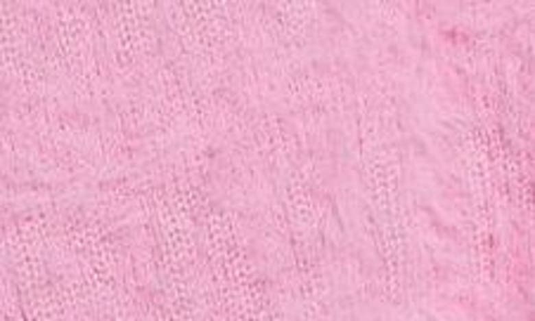 Shop Balenciaga Oversize Furry Logo Jacquard Wool Blend Cardigan In Pink