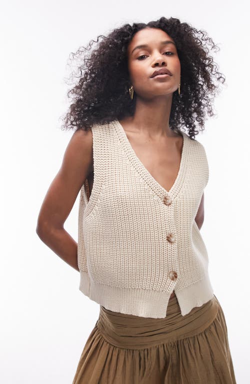 Topshop Cotton Blend Sweater Vest Stone at Nordstrom,