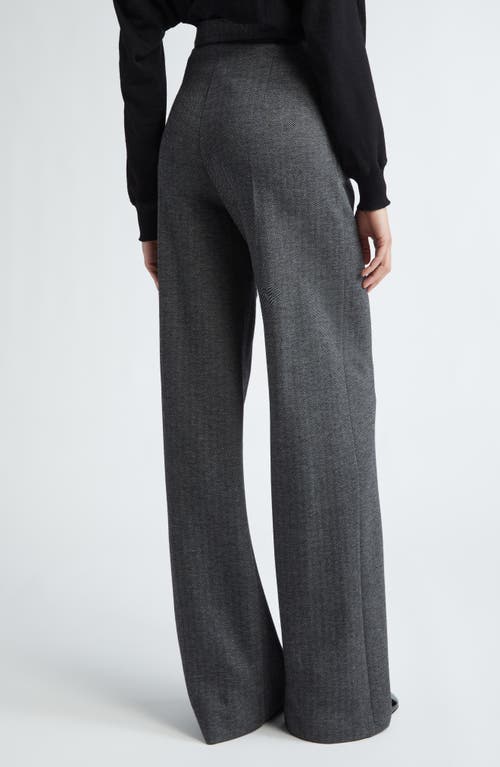 Max Mara Angora Herringbone Wool-blend Wide-leg Pants In Dark Grey