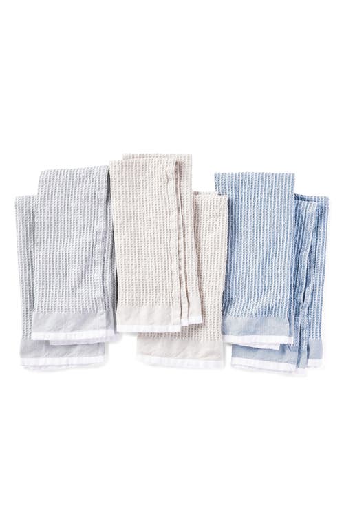 Coyuchi Set of 6 Organic Cotton Waffle Knit Kitchen Towels in Tidepool 