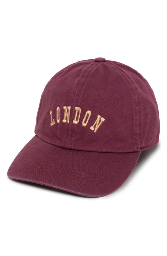 Shop David & Young London Embroidered Cotton Baseball Cap In Burgundy