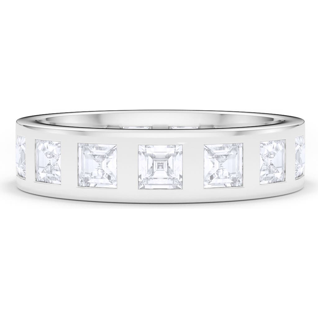Hautecarat Asscher Cut Lab Created Diamond In The Band Ring In White Gold