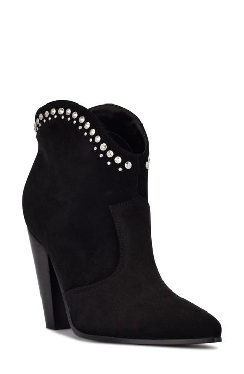 zyrannia pointy toe studded booties
