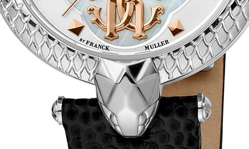 Roberto Cavalli By Franck Muller Mother-of-pearl Leather Strap Watch, 34mm In Black