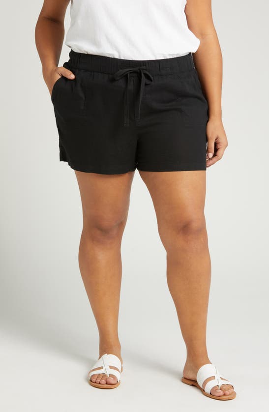 Shop Caslon ® Drawstring Linen Blend Shorts In Black