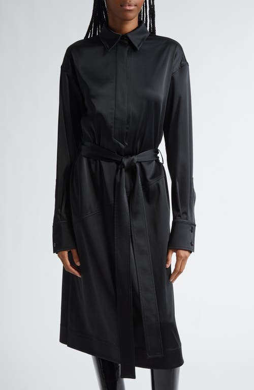 PROENZA SCHOULER PROENZA SCHOULER ANDY BELTED LONG SLEEVE SATIN SHIRTDRESS