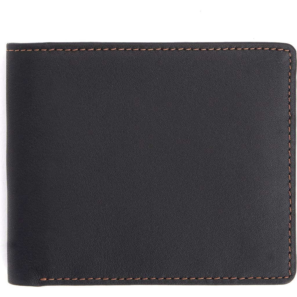 Royce New York Rfid Leather Trifold Wallet In Black/tan