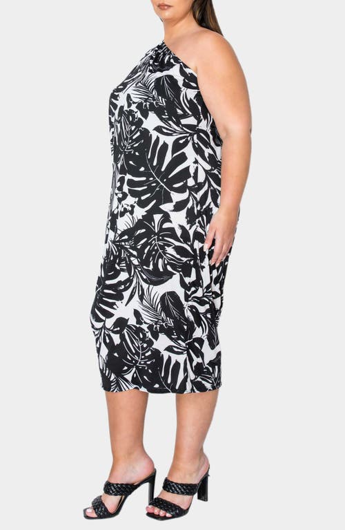 L I V D Selina One-shoulder Midi Dress In Black Ivory