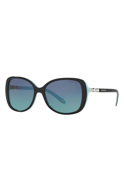 Shop Tiffany & Co . 55mm Gradient Butterfly Sunglasses In Black/blue Gradient