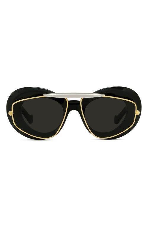 Loewe Double Frame 47mm Small Cat Eye Sunglasses In Black