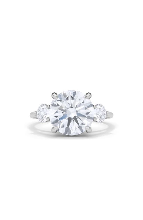 Shop Hautecarat Three Stone Round Cut Lab Created Diamond Ring In 4.00ctw 18k White Gold