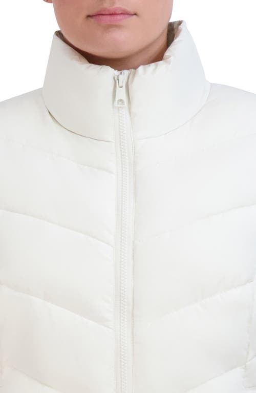 Cole Haan Women's Chevron Polyfill Zip Front Vest - White Size Large In Ivory