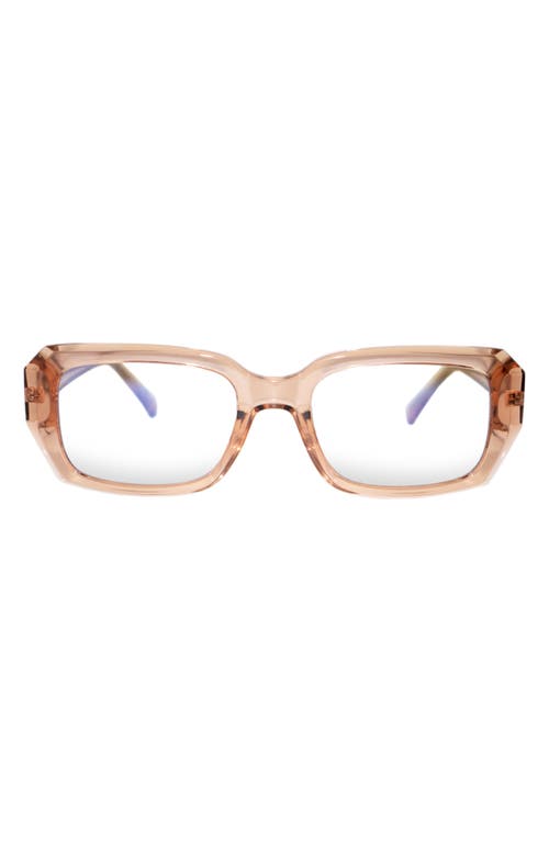 Noa 51mm Rectangular Blue Light Blocking Glasses in Tan/Clear