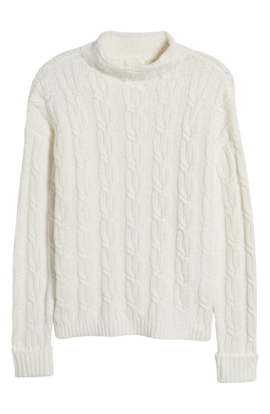 Shop Caslon Cable Knit Funnel Neck Sweater In Ivory Cloud