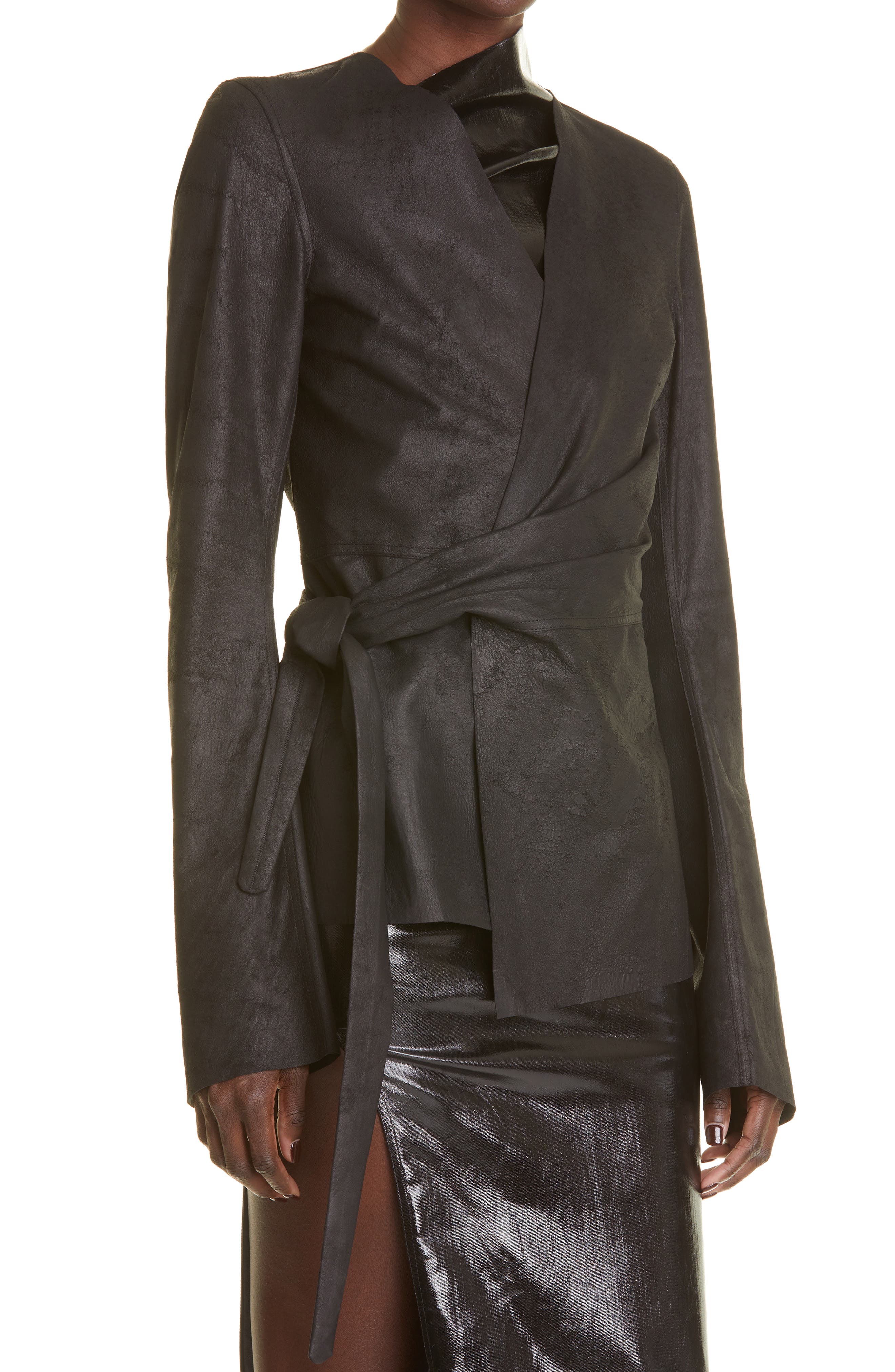 Rick Owens Leather Wrap Jacket | Nordstrom