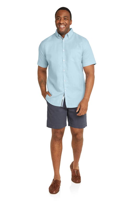 Shop Johnny Bigg Fresno Short Sleeve Linen & Cotton Button-down Shirt In Sky