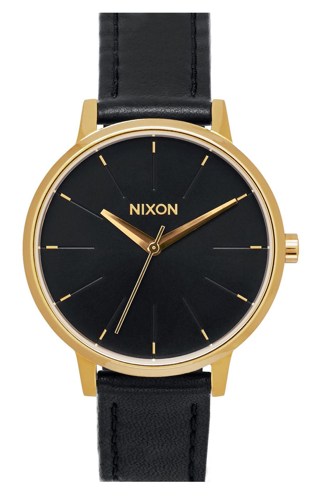 nixon watch black leather strap