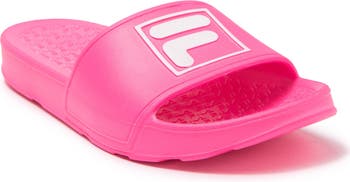 FILA Big Box Logo Women's Slide Sandal (Pink/White/Pink)