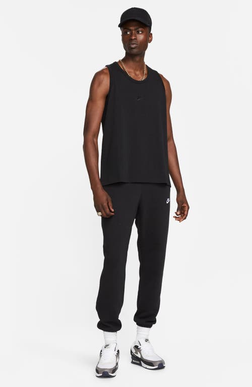 Nike Premium Essentials Logo-embroidered Cotton-jersey Tank Top In Black