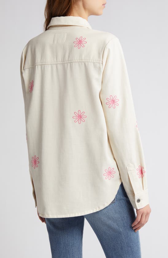 Shop Rails Loren Floral Embroidered Button-up Twill Shirt In Ecru