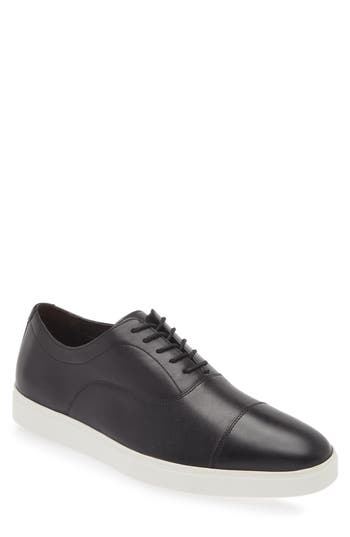 Johnston & Murphy Matthews Cap Toe Oxford In Black Hand-stained Full Grain