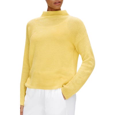 Eileen Fisher Funnel Neck Boxy Cashmere Sweater, Yellow
