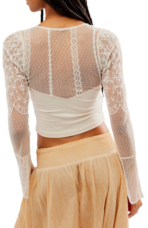 Shop Free People Who's That Girl Lace Long Sleeve Crop Top In Ivory