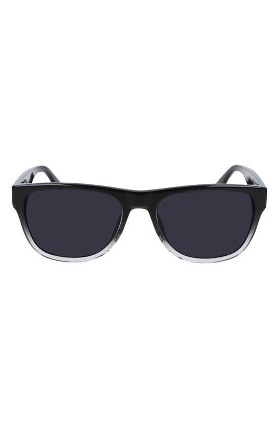 Converse All Star® 57mm Rectangle Sunglasses In Crystal Smoke Grad/smoke