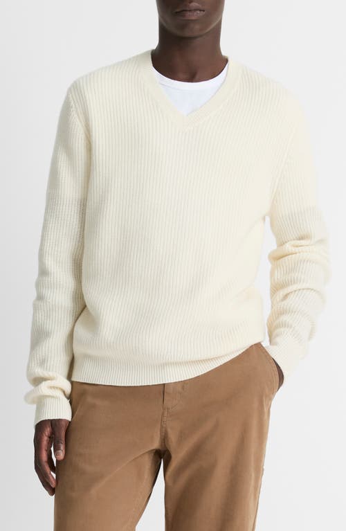 Vince Mesh Regular Fit Merino Wool Sweater In Bone