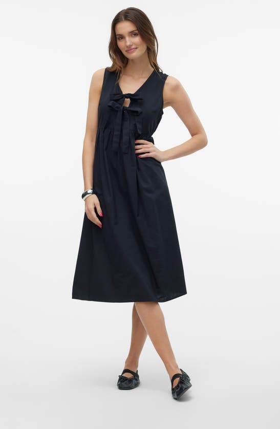 Shop Vero Moda Gili Sleeveless Midi Dress In Black