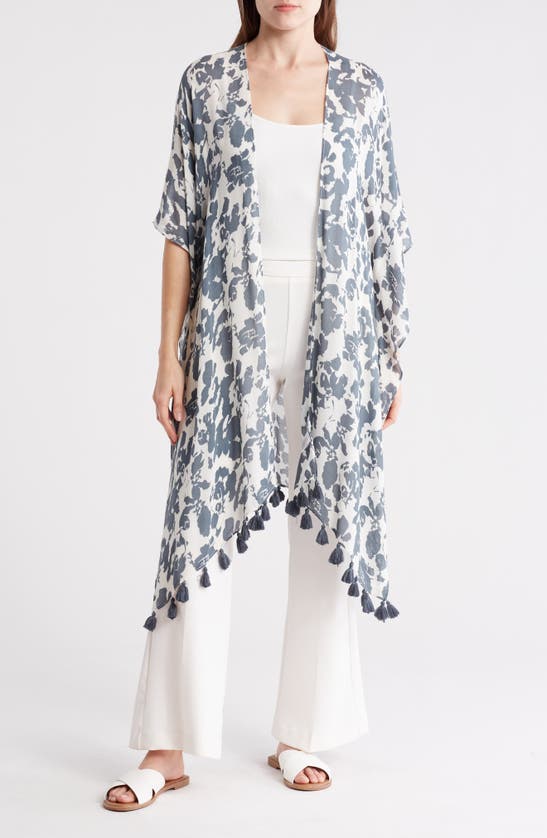 Nordstrom Print Tassel Duster In Blue