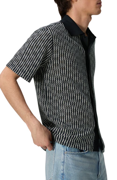 Shop Rag & Bone Payton Short Sleeve Knit Button-up Shirt In Black Multi