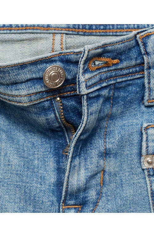 Mango Patch Pocket Side Slit Capri Jeans In Medium Blue