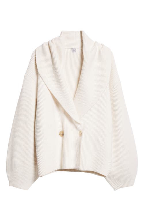 Totême Toteme Double Breasted Shawl Collar Wool Blend Rib Cardigan In Milk