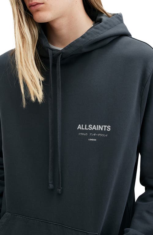 Shop Allsaints Underground Logo Graphic Hoodie In Pearl Grey