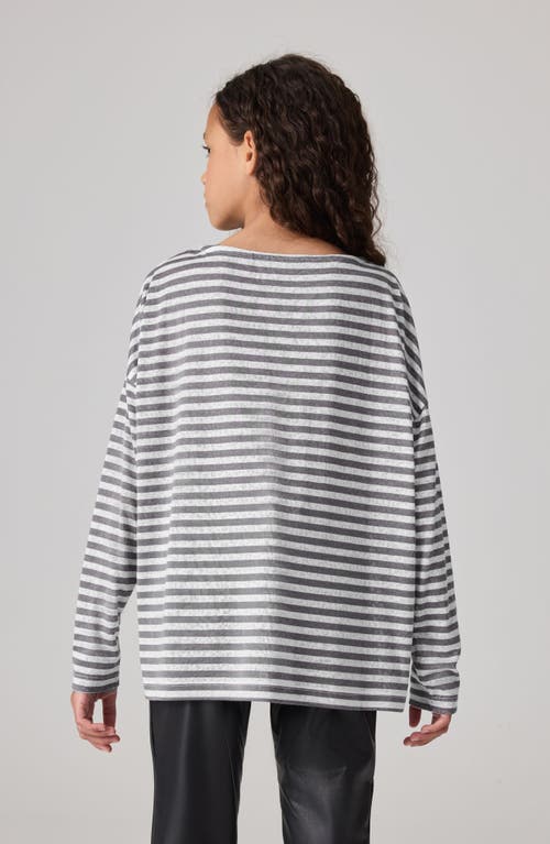 Shop Allsaints Sm By  Kids' Stripe Embroidered Oversize Long Sleeve T-shirt In White