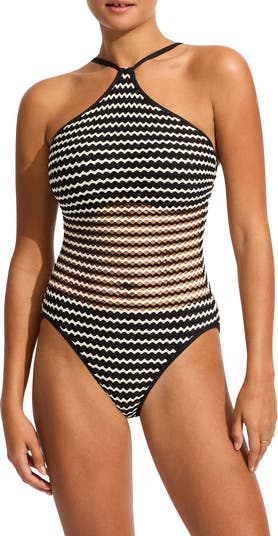 Seafolly Mesh Effect High Neck DD-Cup Underwire One-Piece Swimsuit