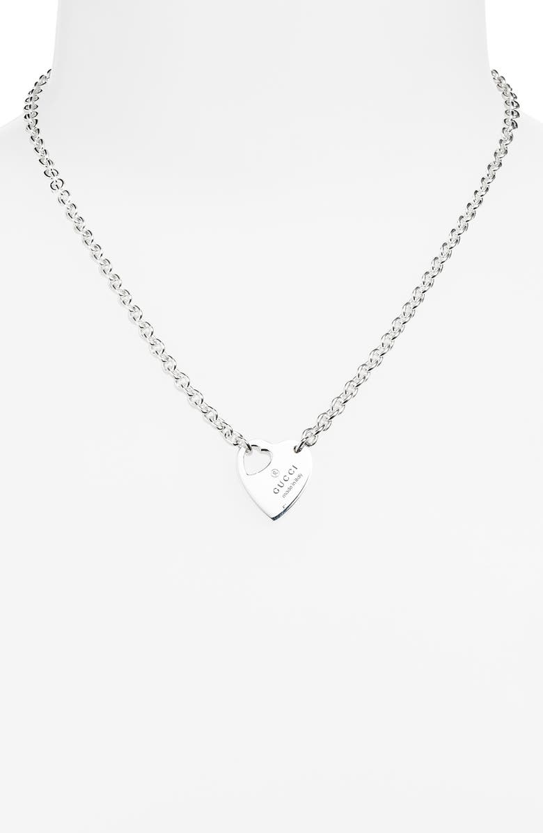 Gucci Trademark Heart Sterling Silver Pendant Necklace, Alternate, color, Silver