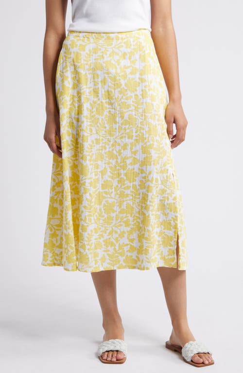 caslon(r) Cotton Gauze Skirt in White- Yellow Kindred Flower