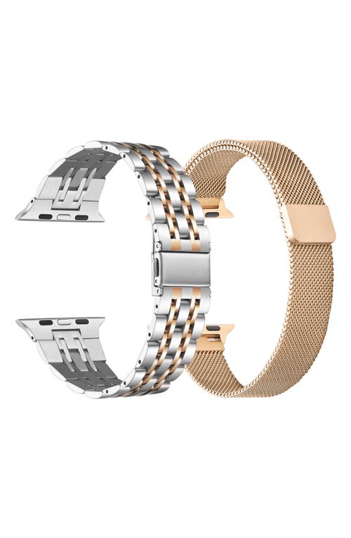 Shop The Posh Tech Assorted 2-pack Stainless Steel Apple Watch® Watchbands In Silver/rose Gold