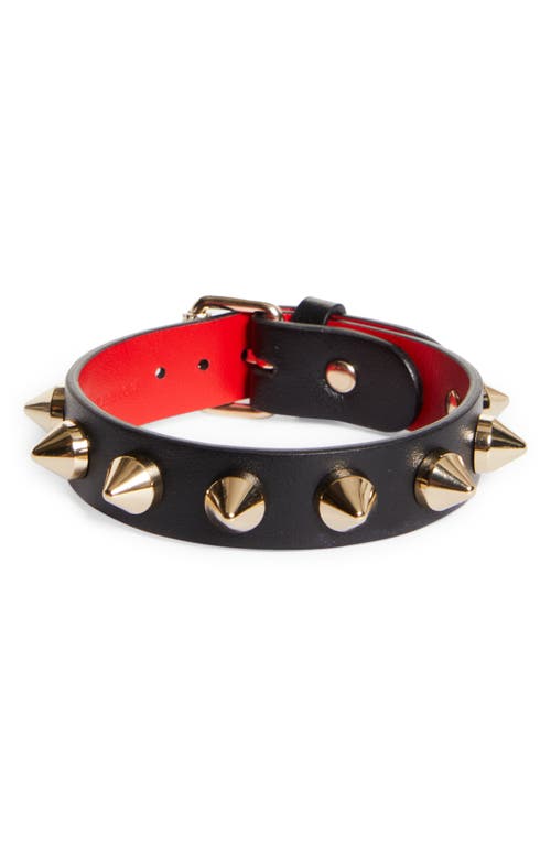 Loubilink Studded Leather Bracelet in Black/Gold