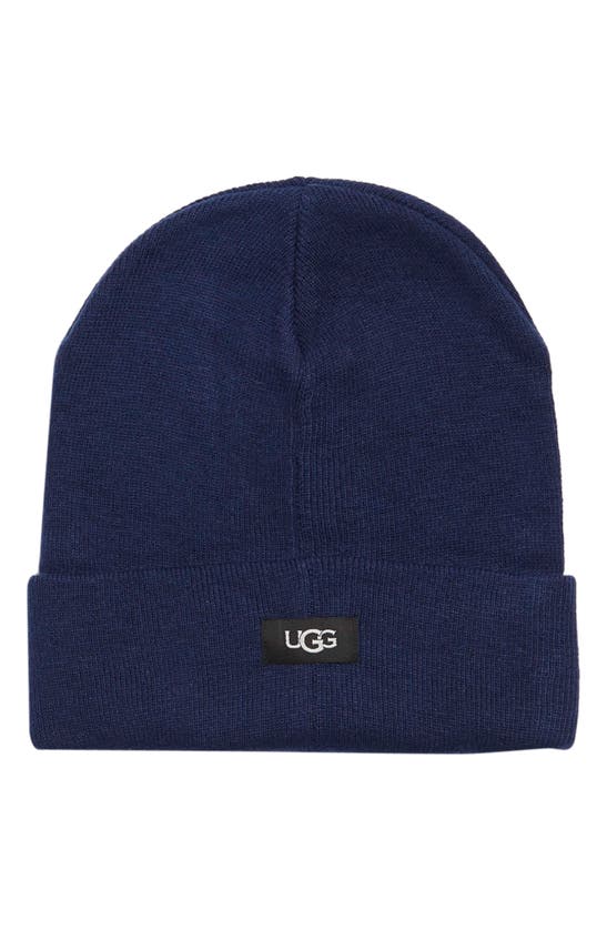Ugg Logo Knit Cuff Beanie In Navy