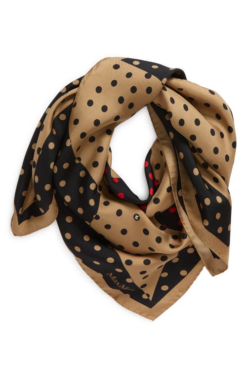 Shop Max Mara Polka Dot Silk Scarf In Camel