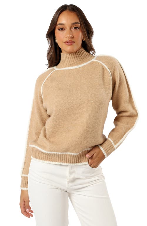 Petal And Pup Petal & Pup Rylee Contrast Trim Mock Neck Sweater In Brown
